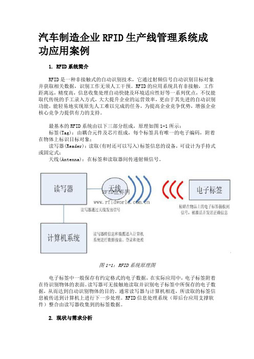 汽车制造企业RFID生产线管理系统成功应用案例