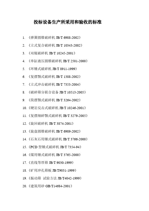 破碎筛分设备常用标准20111122