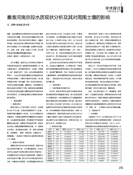 秦淮河南京段水质现状分析及其对周围土壤的影响