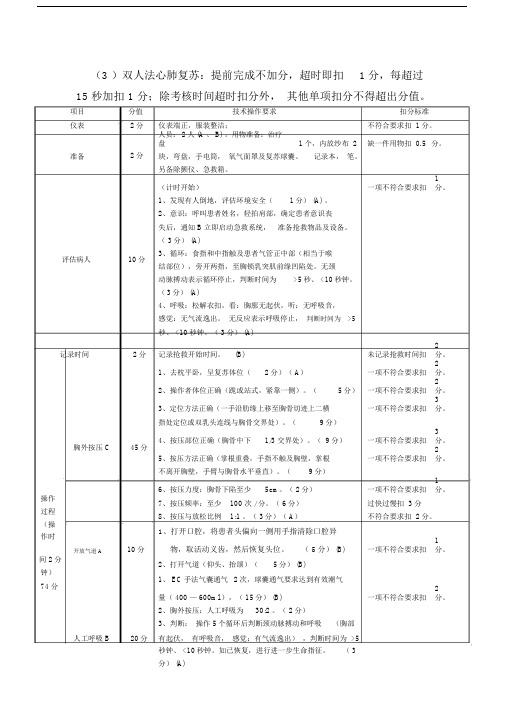 (完整版)双人心肺复苏操作及评分标准.doc