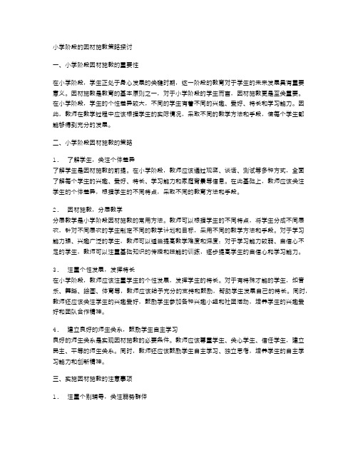 小学阶段的因材施教策略探讨