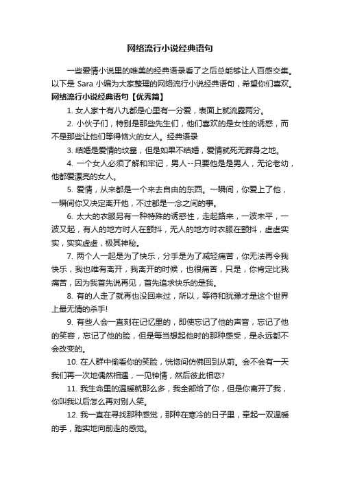 网络流行小说经典语句