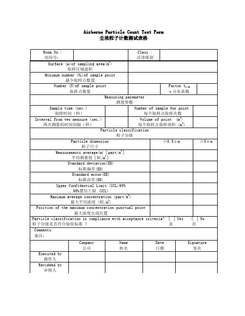 尘埃粒子计数测试表