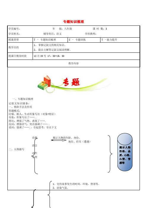 中考语文 记叙文专题复习教案 苏教版