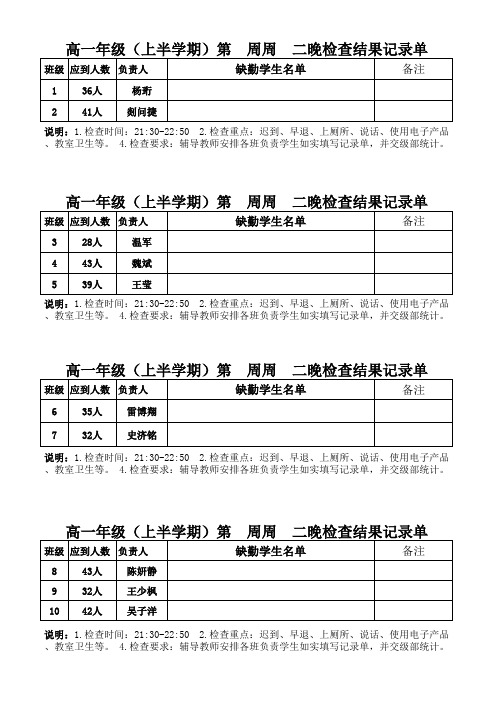 晚自习考勤(学生、教师)