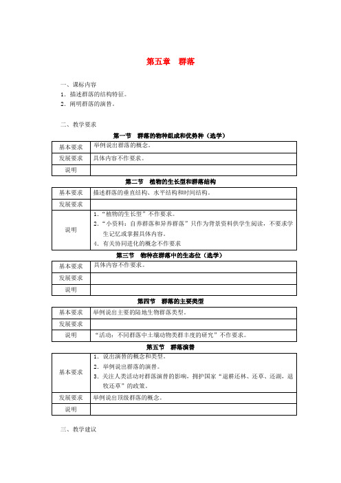 浙江省普通高中高中生物 第五章 群落同步教案 浙科版必修3