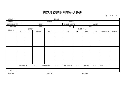 声环境监测原始记录表