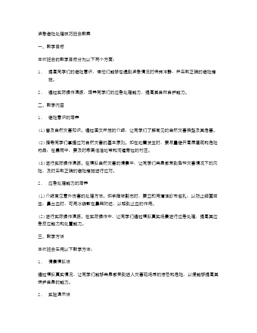 紧急避险处理技巧班会教案