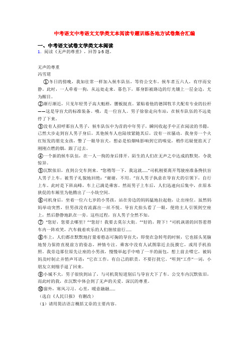 中考语文中考语文文学类文本阅读专题训练各地方试卷集合汇编