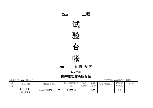 市政工程试验台帐