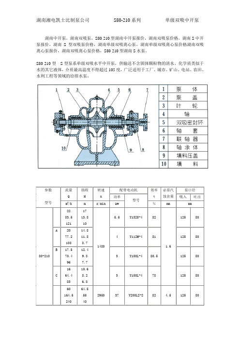 湖南中开泵报价单_湖南双吸泵选型手册湘电凯士比制泵