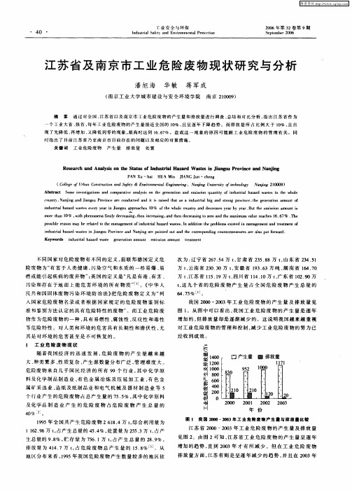 江苏省及南京市工业危险废物现状研究与分析