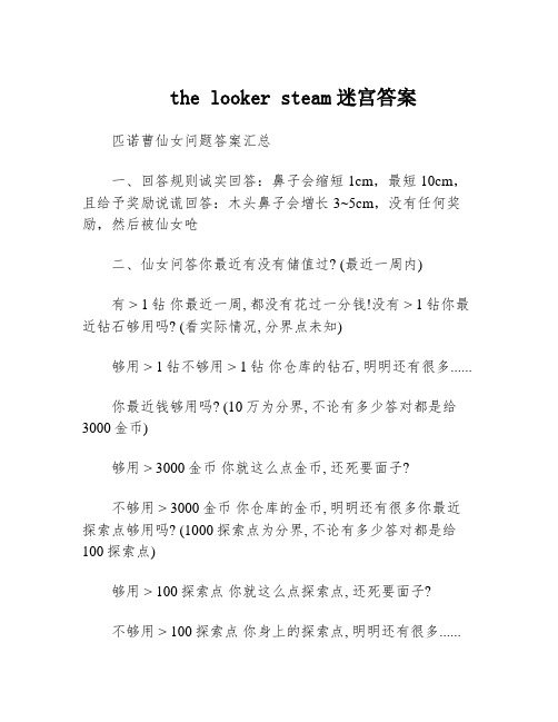 the looker steam迷宫答案