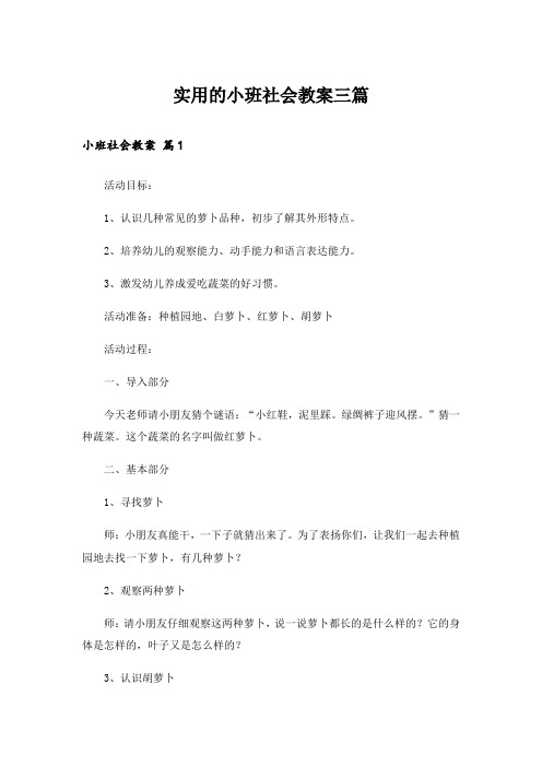 实用的小班社会教案三篇