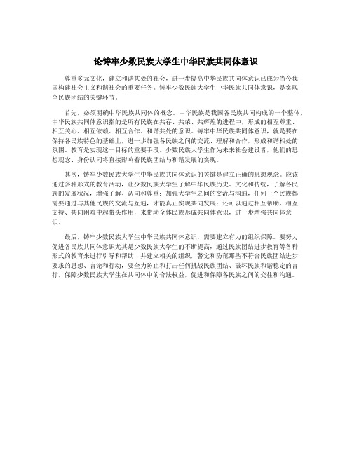 论铸牢少数民族大学生中华民族共同体意识