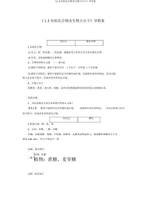 《1.3有机化合物及生物大分子》导学案