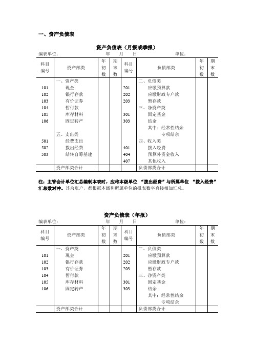 行政单位会计报表