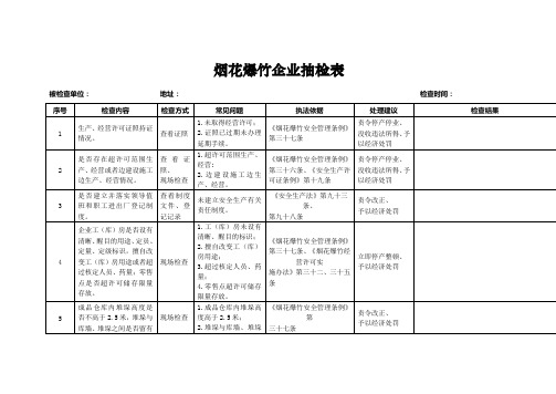 烟花爆竹企业抽检表