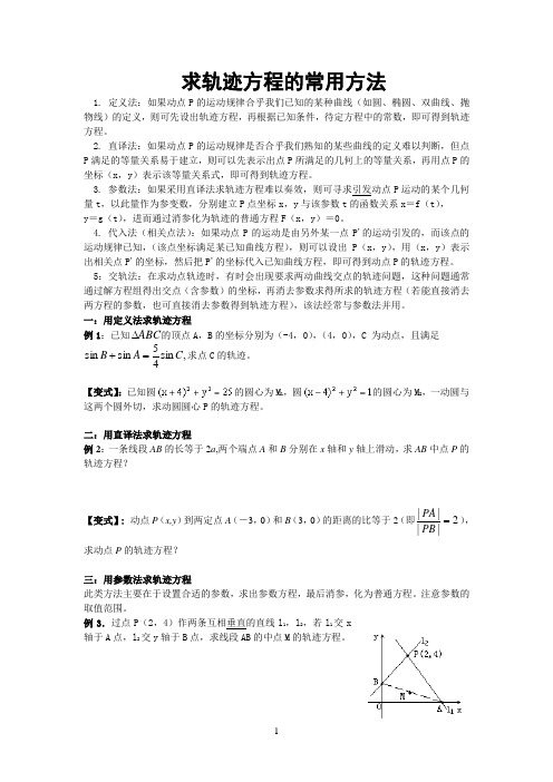 求轨迹方程的常用方法