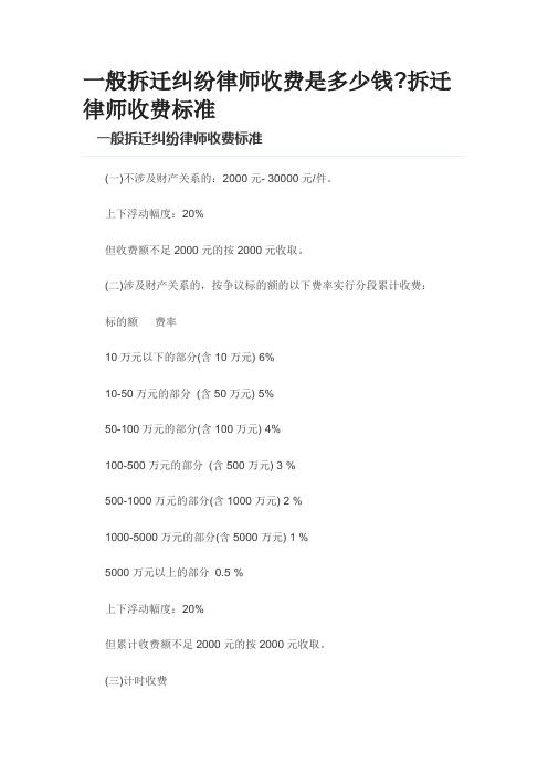 拆迁律师收费标准0328