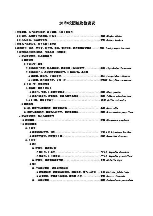 种校园植物检索表