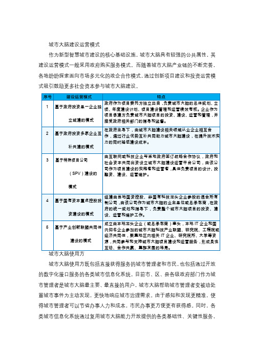 智慧城市大脑建设运营模式