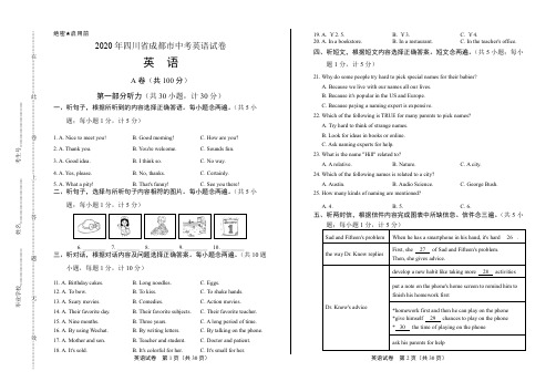 2020年四川省成都中考英语试卷(附答案与解析)