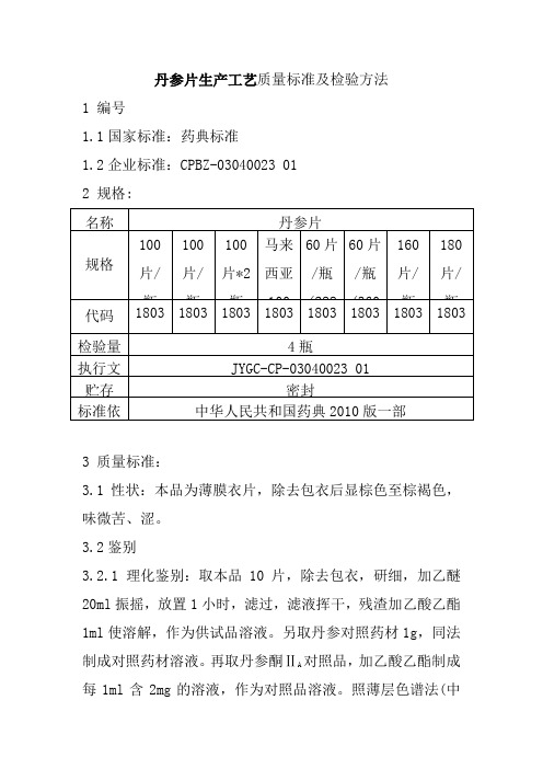 丹参片生产工艺质量标准及检验方法2