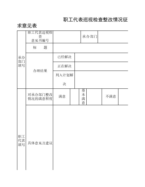 职工代表巡视检查整改情况征求意见表