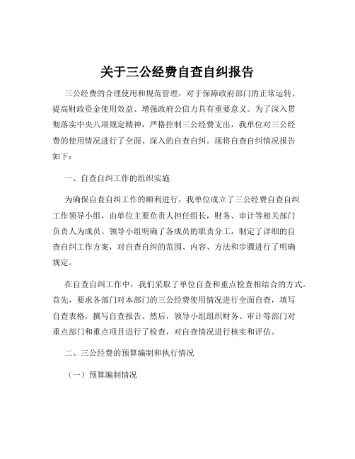 关于三公经费自查自纠报告