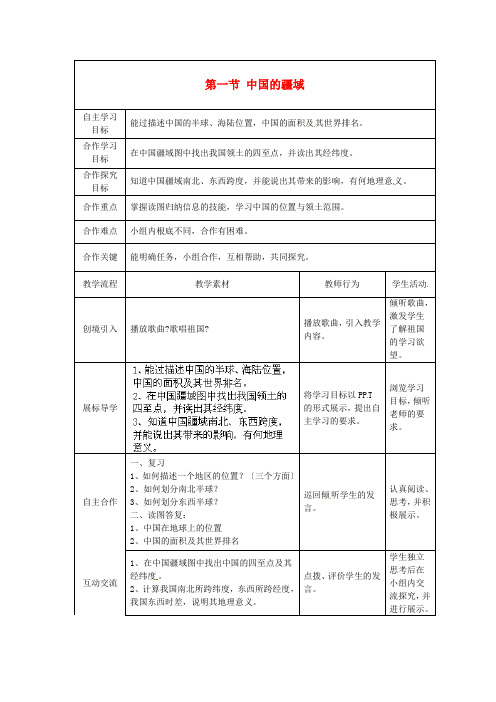 《中国的疆域》word教案 (公开课)2020年湘教版地理 (4)