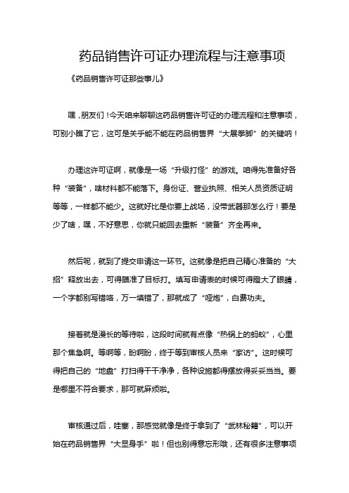 药品销售许可证办理流程与注意事项