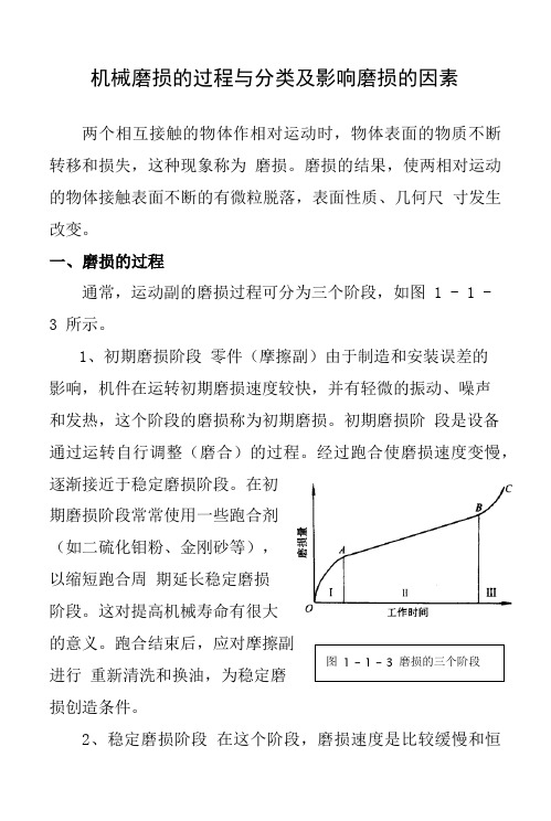 机械磨损的过程与分类及影响磨损的因素