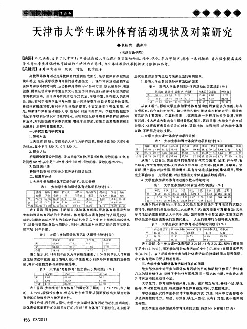 天津市大学生课外体育活动现状及对策研究