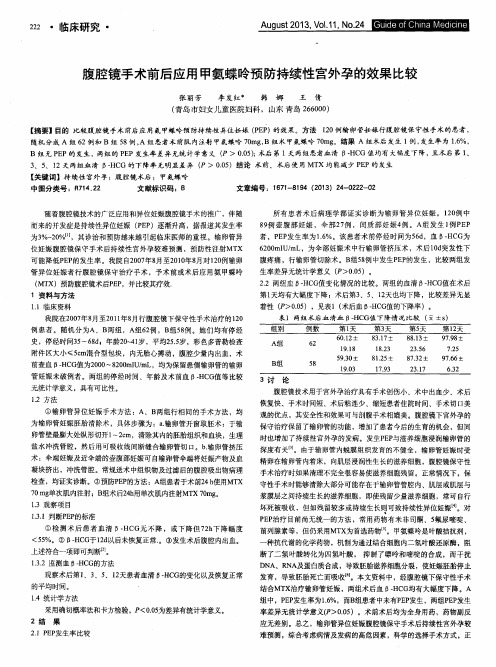 腹腔镜手术前后应用甲氨蝶呤预防持续性宫外孕的效果比较