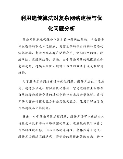 利用遗传算法对复杂网络建模与优化问题分析