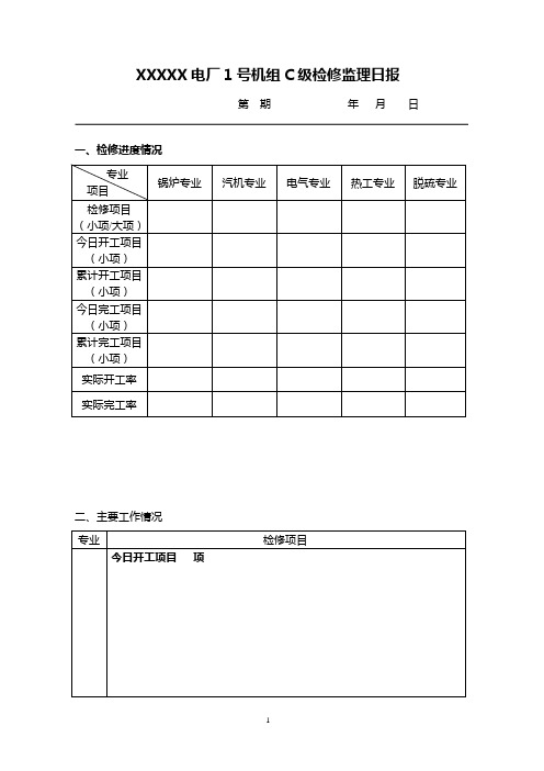 电力系统监理日报样板