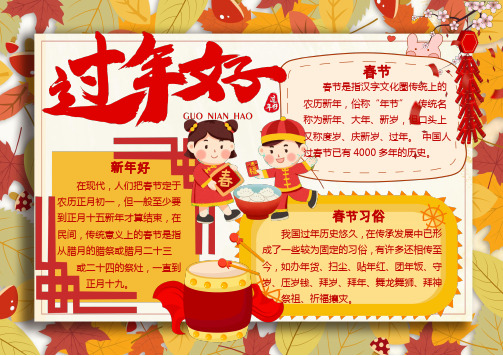 卡通风过年好手抄报Word模板