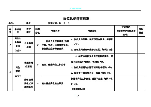 岗位达标评定标准