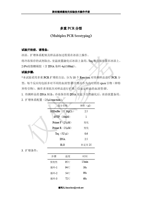 肺炎链球菌分型技术-多重PCR分型