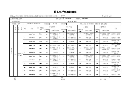 钻芯取样现场记录表