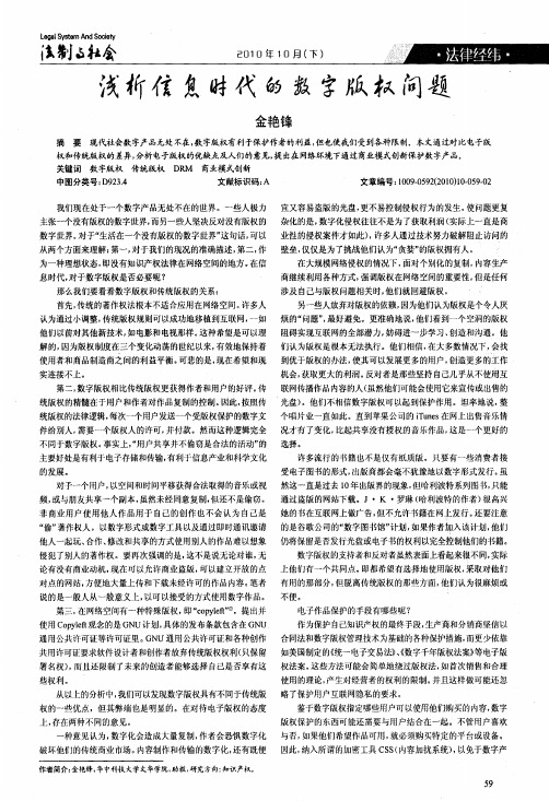 浅析信息时代的数字版权问题