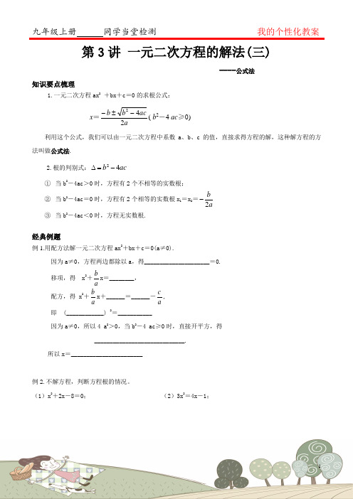 第3讲 一元二次方程的解法-公式法