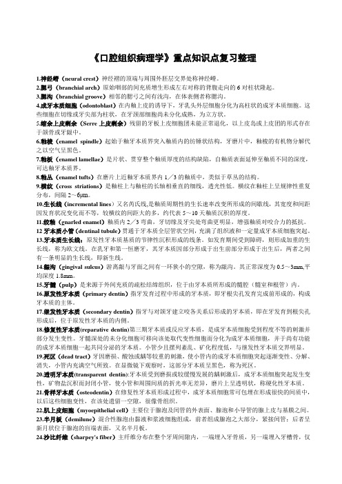 《口腔组织病理学》重点知识点复习整理