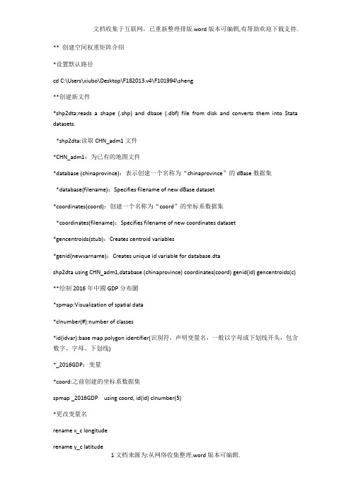 利用STATA创建空间权重矩阵及空间杜宾模型计算命令