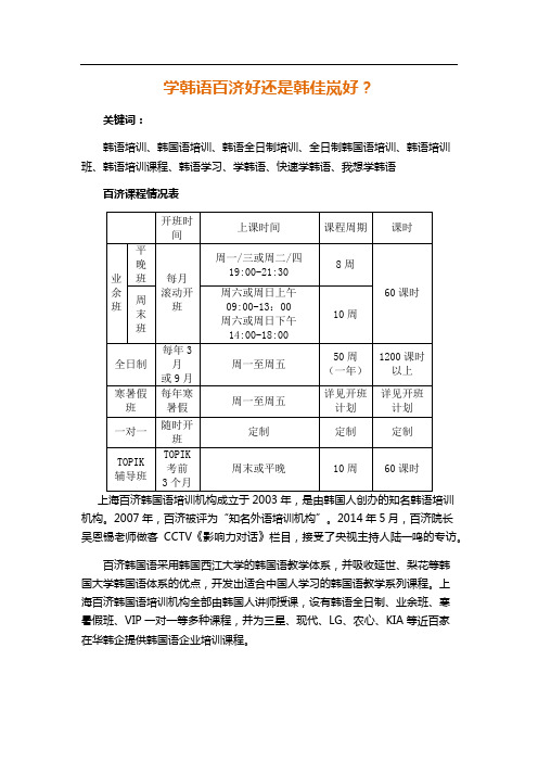 学韩语百济好还是韩佳岚好？