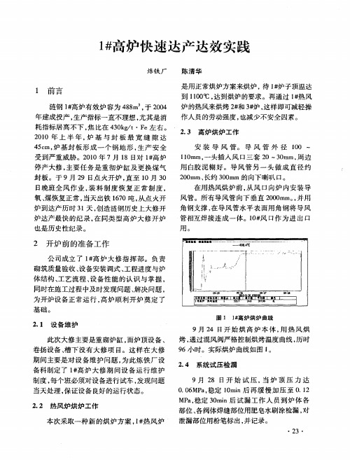 1#高炉快速达产达效实践