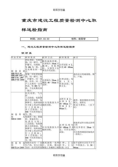 重庆市建设工程质量检测中心取样送检指南之欧阳学创编