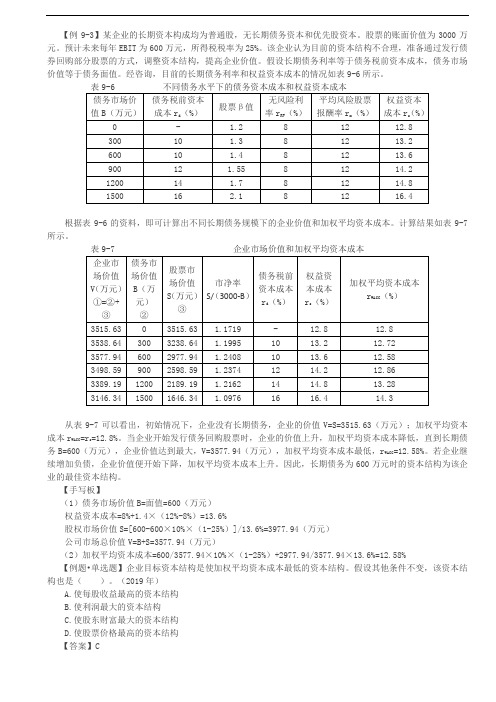 【财务成本管理知识点】资本结构决策分析