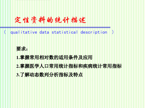 统计学：定性资料的统计描述